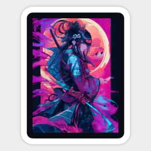 Neon strong samurai Sticker